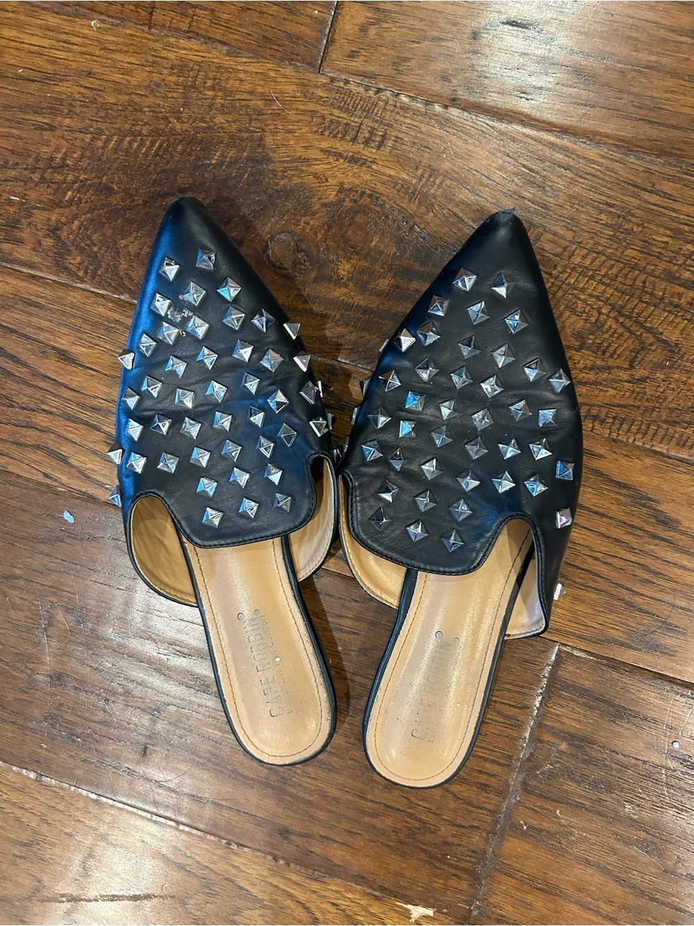 Cape Robbin enny slip on mules with pyramid studs, size 8.5
